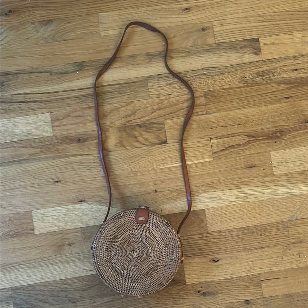 Faithfull Vintage Round Woven Rattan Bag - Brown